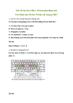 Giải Tin học lớp 4 Bài 2: Gõ bàn phím đúng cách | Chân trời sáng tạo