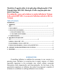 Tiểu luận Kinh tế vi mô đề tài "Trình bày về nguyên nhân và các giải pháp chống lạm phát ở Việt Nam giai đoạn 2007-2012"