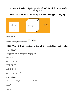 Giải Toán 6 Bài 4: Lũy thừa với số mũ tự nhiên sách Chân Trời Sáng Tạo