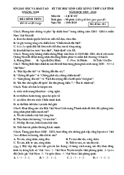 Đề thi HSG môn Sử 12 tỉnh Quảng Nam 2020 (có đáp án)