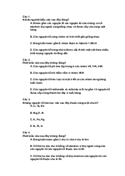 Trắc nghiệm Khoa học tự nhiên 7 Bài 4: Sơ lược về bảng tuần hoàn các nguyên tố hóa học| Kết nối tri thức