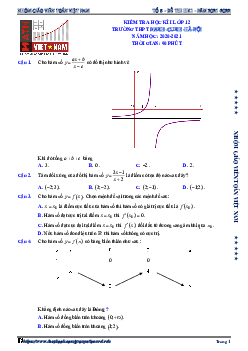 TOP 15 đề thi học kì 1 Toán 12 có đáp án và lời giải chi tiết