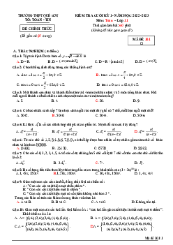 Đề cuối học kỳ 1 Toán 11 năm 2022 – 2023 trường THPT Quế Sơn – Quảng Nam