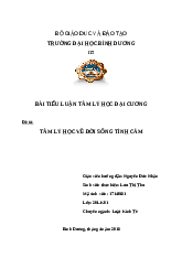 Tiểu luận Tâm lý học về đời sống tình cảm | Tiểu luận môn Tâm lý học đại cương | Trường Đại học Thái Bình Dương