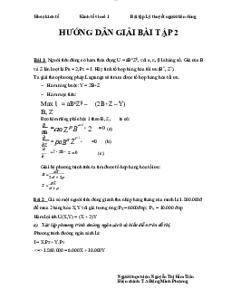 Giải bài tập lý thuyết người tiêu dùng | Kinh tế vi mô | Trường đại học Thương Mại