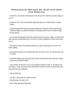 Phương pháp xác định doanh thu, chi phí và lợi nhuận trong thương mại