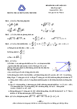 Đề giữa học kì 1 Toán 9 năm 2023 – 2024 trường Lương Thế Vinh – Hà Nội