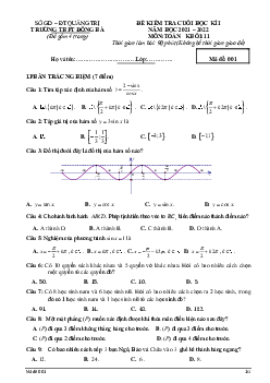 Đề thi cuối học kì 1 Toán 11 năm 2021 – 2022 trường THPT Đông Hà – Quảng Trị