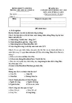 Đề thi học kì 2 môn Lịch sử - Địa lý lớp 5 trường Tiểu học Duy Phiên B, Vĩnh Phúc năm 2017 - 2018