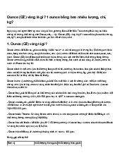 Ounce (OZ) vàng là gì? 1 ounce bằng bao nhiêu lượng, chỉ, kg?