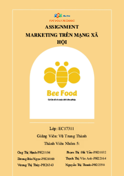 Doanh nghiệp BEE FOOD | Bài tập môn Marketing | Trường Cao đẳng thực hành FPT