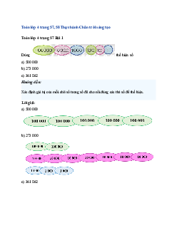 Toán lớp 4 trang 57 Bài 24: Các số có sáu chữ số - Hàng và lớp Chân trời sáng tạo