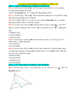 Các dạng toán bài hai mặt phẳng vuông góc (giải chi tiết)