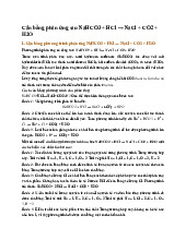 Cân bằng phản ứng sau NaHCO3 + HCl → NaCl + CO2 + H2O - Hóa học 11