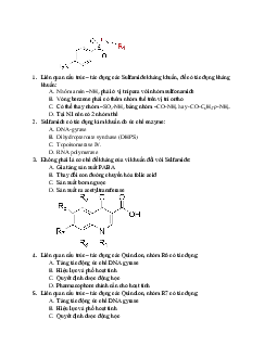 Câu hỏi trắc nghiệm môn Kháng sinh