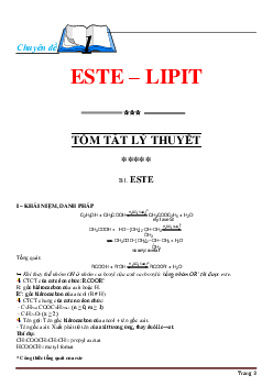 Chuyên đề Este- Lipit hóa học 12