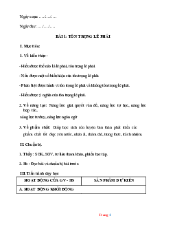 Giáo Án Học Kỳ 1 Môn GDCD Lớp 8 Theo Công Văn 5512