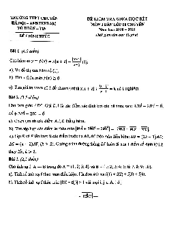 Đề thi giữa HK1 Toán 10 chuyên năm 2020 – 2021 trường chuyên Hà Nội – Amsterdam