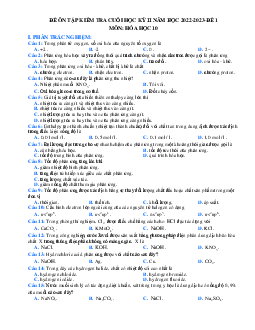 Đề thi học kì 2 lớp 10 môn Hóa học Kết nối tri thức năm 2023 - Đề 2
