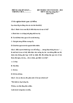 Đề thi học kì 2 môn Giáo dục công dân 7 năm 2022 - 2023 sách Chân trời sáng tạo - Đề 2