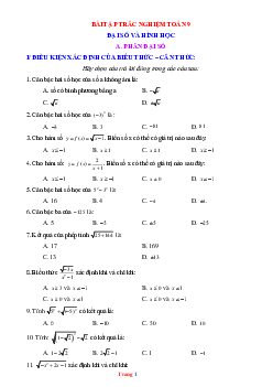 Bài tập trắc nghiệm toán 9 Đại số và Hình học