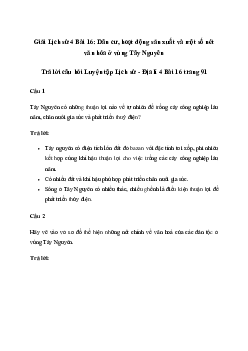 Giải Lịch sử Địa lí lớp 4 Bài 16: Dân cư, hoạt động sản xuất và một số nét văn hóa ở vùng Tây Nguyên | Cánh diều