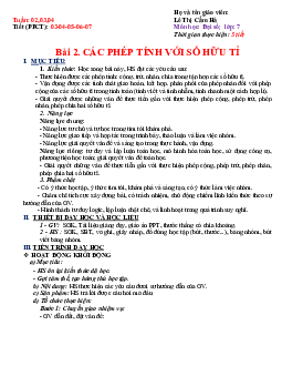 Giáo án Toán 7 Chương 1 Bài 2: Các Phép Tính Số Hữu Tỉ sách Chân trời sáng tạo