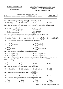 Đề khảo sát Toán 10 lần 2 năm 2018 – 2019 trường THPT Lê Xoay – Vĩnh Phúc