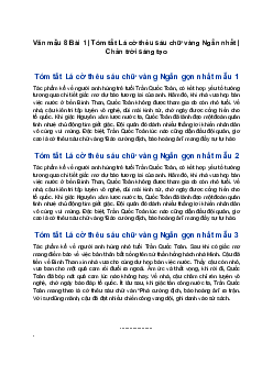 Văn mẫu 8 | Tóm tắt Lá cờ thêu sáu chữ vàng Ngắn nhất