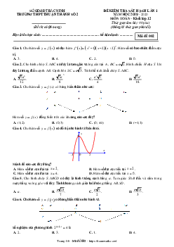 Đề sát hạch lần 1 Toán 12 năm 2019 – 2020 trường Thuận Thành 2 – Bắc Ninh