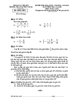 Đề thi HK2 Toán 6 năm 2019 – 2020 trường THCS Nguyễn Văn Bá – TP HCM
