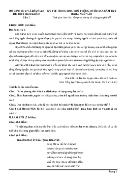 Đề minh họa môn Văn 2020 lần 2 (có đáp án và lời giải chi tiết)