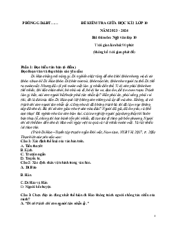 Giải đề thi giữa học kì 2 môn Ngữ văn lớp 10 năm 2023 - 2024 (Sách mới) | Chân Trời Sáng Tạo đề 1