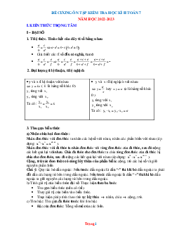Đề cương ôn tập toán lớp 7 chân trời sáng tạo học kì II