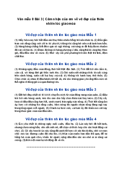 Văn mẫu 8 | Cảm nhận của em về vẻ đẹp của thiên nhiên lúc giao mùa