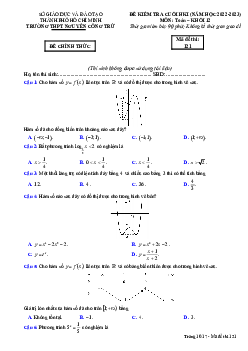 Đề cuối HK1 Toán 12 năm 2022 – 2023 trường THPT Nguyễn Công Trứ – TP HCM