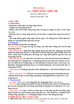 Giáo án GDCD 6 Bài 3: Siêng năng kiên trì | Kết nối tri thức