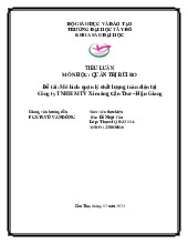 Mô hình quản lý chất lượng toàn diện tại Công ty TNHH MTV Xi măng Cần Thơ – Hậu Giang | Đại học Tây Đô