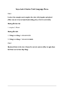 Giải Tiếng Anh 6 Starter Unit: Language Focus 2 - Friends Plus