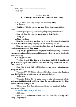 Giáo án Bài 10: Đại Cồ Việt thời Đinh và Tiền Lê (968 - 1009) Lịch sử 7 | Kết nối tri thức
