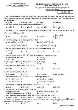 Đề thi KSCL Toán 10 lần 1 năm 2018 – 2019 trường Trần Hưng Đạo – Vĩnh Phúc