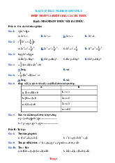 Trắc Nghiệm Chương 1: Phép Nhân Và Phép Chia Các Đa Thức Đại Số 8 Có Đáp Án
