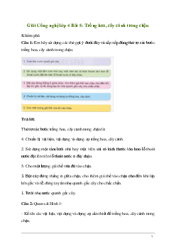 Giải Công nghệ lớp 4 Bài 5: Trồng hoa, cây cảnh trong chậu | Kết nối tri thức