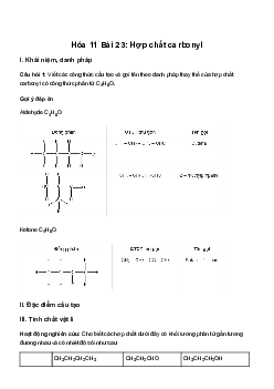 Hóa học lớp 11 Bài 23: Hợp chất carbonyl sách Kết Nối Tri Thức