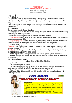 Giáo án GDCD 6 Bài 6: Tự nhận thức bản thân | Kết nối tri thức