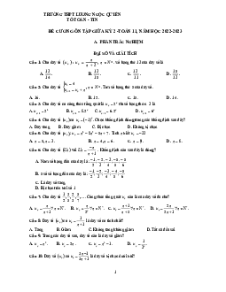 Đề cương giữa kỳ 2 Toán 11 năm 2022 – 2023 THPT Lương Ngọc Quyến – Thái Nguyên
