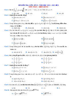 Đề 8 kiểm tra giữa HK2 toán 12 năm 2023 (Có đáp án)