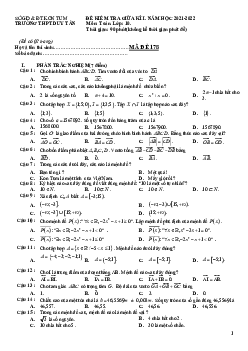 Đề kiểm tra giữa kì 1 Toán 10 năm 2021 – 2022 trường THPT Duy Tân – Kon Tum