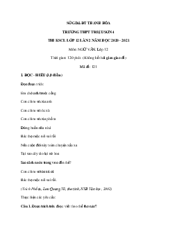 Đề thi thử THPT Quốc gia 2021 môn Ngữ Văn trường THPT Triệu Sơn 4 lần 2 (có đáp án)