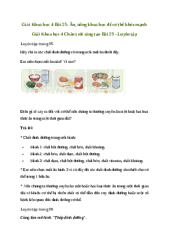 Giải Khoa học lớp 4 Bài 25: Ăn, uống khoa học để cơ thể khỏe mạnh | Chân trời sang tạo